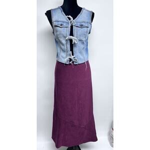 VTG Y2K Womens Denim Jean Vest Tie Front Small Western Festival Boho Cottage 90s